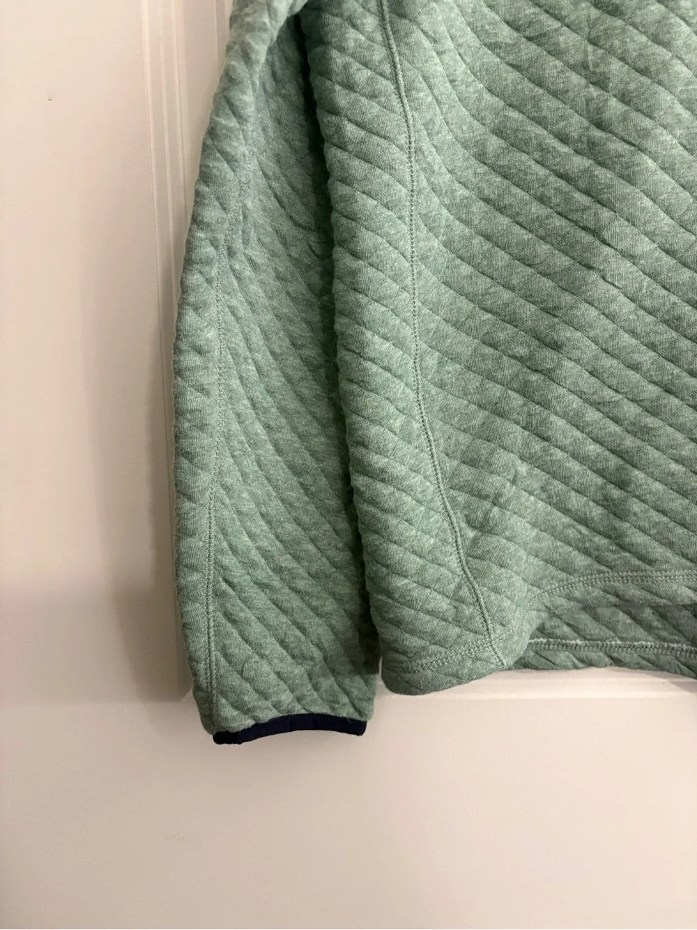 J. Crew Men's Quilted Zip Pullover in Sage Green with Yellow Trim BRAND NEW